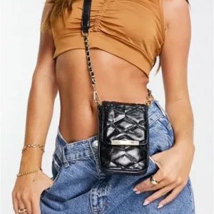 Miss Selfridge Black Quilted Phone Holder